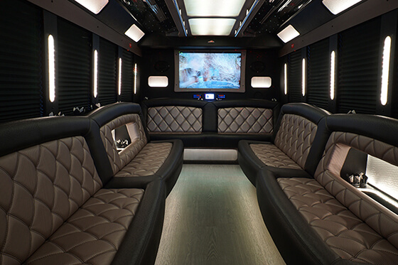 Limo bus with comfortable seats