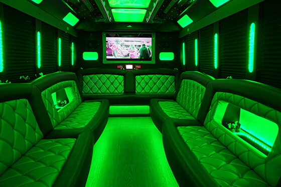 Limo buses with multiple TVs