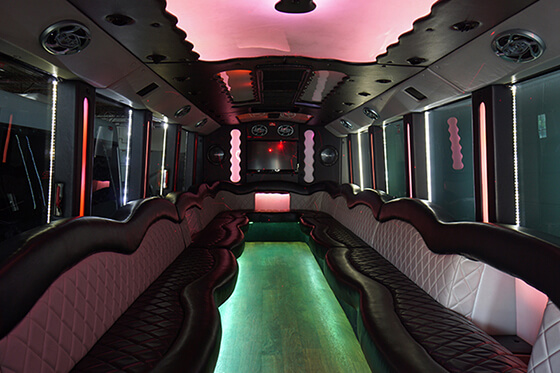 Party bus with comfortable chairs